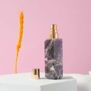 Botol Parfum Batu Permata Alami, Botol Semprot Kristal Putih Murni Rose Quartz, Botol Warna-warni untuk Wanita