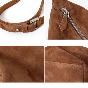 Bolsos de Hombro de Cuero Genuino de Gamuza para Mujer, Diseño de Lujo, Retro y Moderno, Bolsos de Moda para Damas - Product Image 2