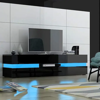 Meuble TV 69 pouces Meuble de télévision Console TV 2 portes Armoires de rangement à deux tiroirs avec lumière LED RVB pour téléviseurs