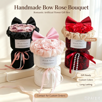 Vente en gros de savon en forme de bouquet de roses, boîte cadeau avec grand nœud et décoration de perles, 3 couleurs : rouge, rose, violet, Saint-Valentin, directement de l'usine
