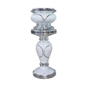 Römische Säule aus Fiberglas Weiß+Silber Klassischer Indoor-Pflanzenständer für Balkon und Schreibtisch - Product Image 2
