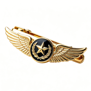 Pinza de Corbata de Metal Chapada en Oro con Diseño 3D en Relieve de Alas, Estrella y Laurel, Esmalte Duro, Accesorios de Vestir para Hombre - Product Image 1