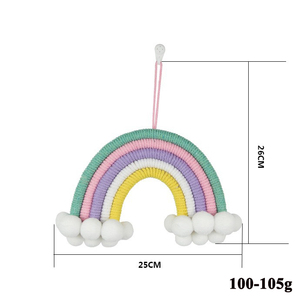 Nordique fait à la main macramé tenture murale tapisserie arc-en-ciel avec des décorations de chambre de nuages pour les adolescentes - Product Image 6