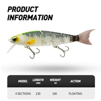 JOHNCOO – leurre flottant rigide composé de 4 Sections articulées, appât artificiel idéal pour la pêche au bar, au brochet ou au méné, haute qualité
