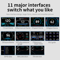 P22 OBD2 GPS HUD Jauge Intelligente Inclinomètre Vitesse RPM Volt Température Pression AFR 0-100 Horloge 12 Langues Résumé de Voyage Universel