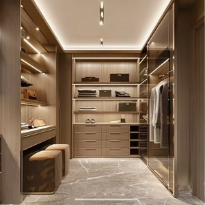 יוקרתי ויוקרתי מעץ מלא מודרני עם תאורה משולבת ואחסון מותאם אישית לחללי מגורים אלגנטיים - Product Image 1