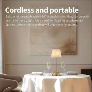 Rechargeable Cordless <strong>Table</strong> <strong>Lamp</strong> Touch Control Dimmer Led Desk Light Metal Night Lights with Fabric <strong>Lamp</strong> <strong>Shade</strong> <strong>for</strong> Dinning Room - Product Image 3