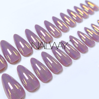 Offre Spéciale : Faux Ongles Stiletto Amande Longs en ABS Chromé Brillant à Impression Holographique (24 Pièces) – Personnalisables pour Doigts