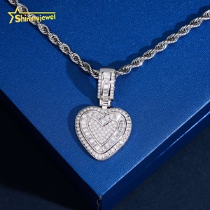 Pengiriman Lokal cepat 925 perak Hip Hop bagus Moissanite berlian hati es keluar liontin - Product Image 2