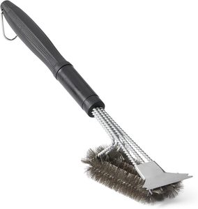 Brosse de nettoyage pour barbecue en acier inoxydable, sans poils, avec grattoir, accessoires pour grillades et fours - Product Image 1