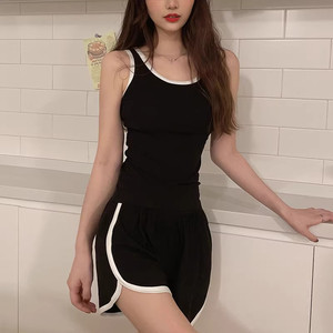 Conjunto de Pijama de Verano para <span class=keywords><strong>Mujer</strong></span>, Sexy, Elástico, con Tirantes, Pantalones Cortos, Estilo Deportivo, Modal, con Relleno en el Pecho - Product Image 6