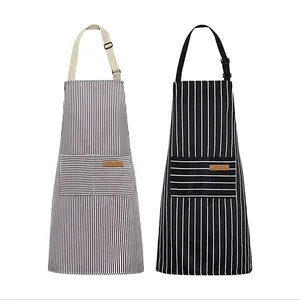 Yeni varış mutfak özel Logo ayarlanabilir pişirme önlük şef önlüğü erkekler ve kadınlar için 2 cepler ile