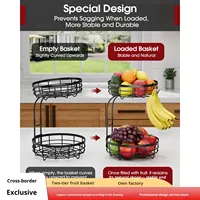 Panier à fruits double couche durable, plateau de rangement pour collations de restaurant, panier en métal, étagère de rangement, panier de rangement détachable