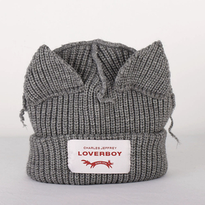 Modische Wintermütze mit Katzenohren, Warm, Lässig, Süß, Used-Look, Gehäkelt, Strick, Wollmütze - Product Image 3