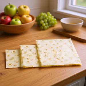 Beeswax <b>Wrap</b> Set 3 Pieces 18x20 Cm 25x28 Cm 33x35.5 Cm Reusable Food Cover Eco Friendly Storage Solution - Product Image 3