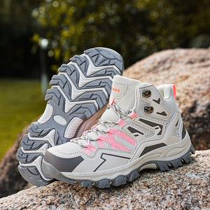 Hiking <b>Boots</b> Unisex High Top Outdoor Trail Running Shoes Flat Heel Standard Thickness Front <b>Laces</b> - Product Image 1
