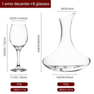 Ensemble de <span class=keywords><strong>carafe</strong></span> à vin en verre soufflé à la main sans plomb de luxe, 7 pièces, 6 verres à vin, 1900 ml, grande capacité, <span class=keywords><strong>carafe</strong></span> à vin rouge, gobelets, pour la maison - Product Image 2