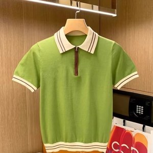 เสื้อเชิ้ตผู้ชายทรงเข้ารูป ระบายอากาศได้ดี ผ้าถักพิมพ์ลายตัวอักษร แขนสั้น กระดุมติดปก ย้อมเส้นด้าย สไตล์ลำลอง ผ้าฝ้าย 100% - Product Image 6
