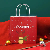 Sac de courses en papier kraft recyclable avec fond anti-fuite, sac d'emballage pour café et thé à emporter avec poignées, logo personnalisé