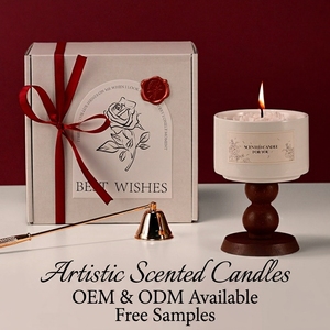 Ensemble cadeau de bougies parfumées élégantes à la camélia, fabriquées à partir de cire de soja naturelle pour l'aromatisation de la maison et les cadeaux d'occasion - Product Image 1