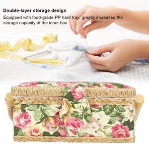 D & D Boîte à <span class=keywords><strong>couture</strong></span> en tissu polyester et bois multifonctionnelle faite à la main Panier de rangement Vente en gros à usage domestique Construction en corde de coton - Product Image 5