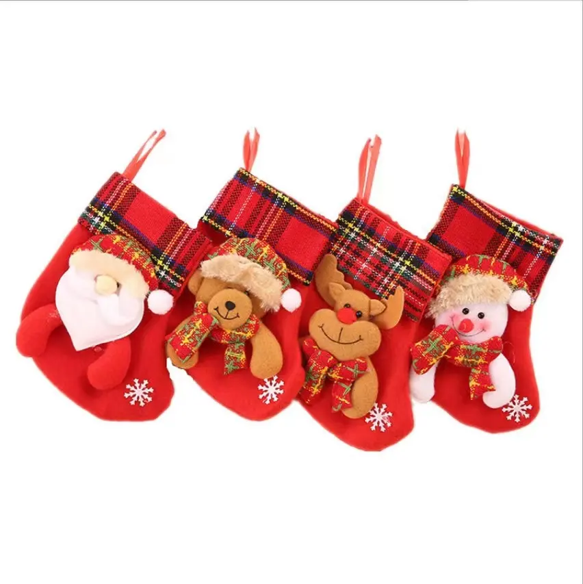 Christmas Stocking Xmas Sock Red Green Personalized Stockings Snowflake Santa Snowman Reindeer Design Christmas