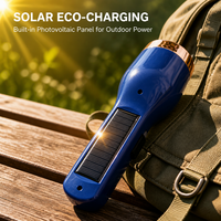 Lampe torche LED solaire rechargeable Type-C avec projecteur latéral et lampe stroboscopique rouge et bleue pour camping en extérieur et urgences automobiles