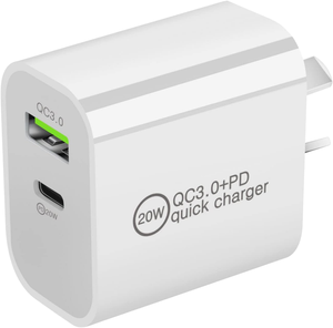 Chargeur mural USB-C 20W PD, adaptateur d'alimentation à charge rapide, chargeur USB double port pour téléphone portable, tablette, ordinateur portable - Product Image 2