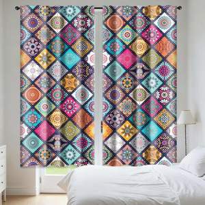 Cortinas Bohemia Coloridas de Estilo Vintage, Cortinas de Ventana con Diseño Mandala Boho para Habitación o Dormitorio, 2 Paneles - Product Image 5