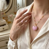 Colliers de mode vintage, collier avec pendentif cœur détachable, chaîne en bambou, bijoux