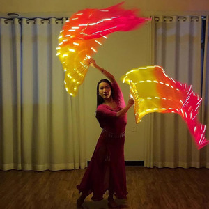 Ventagli di Seta <span class=keywords><strong>LED</strong></span> per Danza, 1 Paio di Accessori Luminosi per Feste, Costumi per Spettacoli, Tema Romantico - Product Image 3