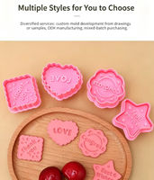 Ensemble de 4 emporte-pièces en forme de mots, cœurs, carrés et étoiles, outils de pâtisserie en plastique pour la décoration de gâteaux en pâte à sucre