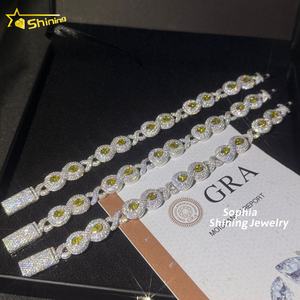 Nieuwkomers 13Mm Mode Kanarie Gele Diamant Hiphop Iced Out Moissanite Infinity Design Cubaanse Link Armband Voor Heren - Product Image 6