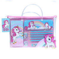 Paquete de Papelería de PVC con Diseño de Unicornio de Dibujos Animados al por Mayor, Juego de Regalo Completo para Niñas