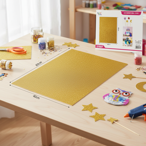 Foglio di spugna Glitter oro 60x40cm senza adesivo per artigianato e decorazioni forniture artigianali - Product Image 3
