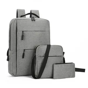 Conjunto de mochila unissex de luxo, conjunto de 3 peças de bolsas para escola e laptop com carregamento usb