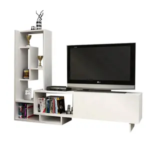 Eenvoudige Moderne Tv Stands Huishoudelijke Wit Tv Stand Tv Kast Met Boek Plank