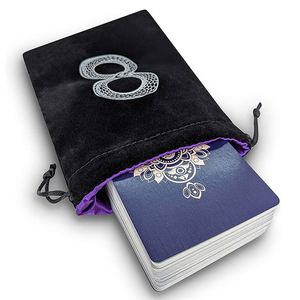 Custom Printed Mythical Serpent Tarot Dice Bag Black Velvet Satin <b>Drawstring</b> Pouch Runes Jewelry Travel Gift Bag - Product Image 2