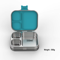 Boîte à bento en acier inoxydable écologique avec 3 compartiments Boîte à lunch étanche pour le travail de voyage Conteneur alimentaire chauffant