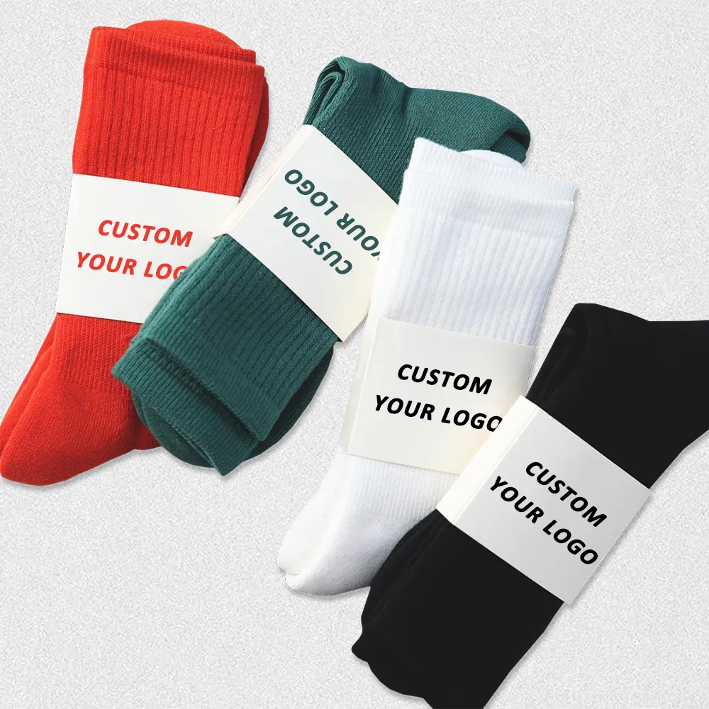 Meias com design de logotipo personalizado, meias esportivas de algodão com bordados, jacquard