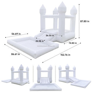 Château gonflable blanc pour l'intérieur et l'extérieur, idéal pour les fêtes privées et la location commerciale - Product Image 6