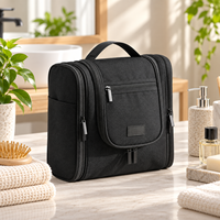 Trousse de Toilette de Voyage Multifonctionnelle en Polyester à Double Ouverture, Capacité Moyenne, Imperméable, Fermeture Éclair, Rangement Suspendu