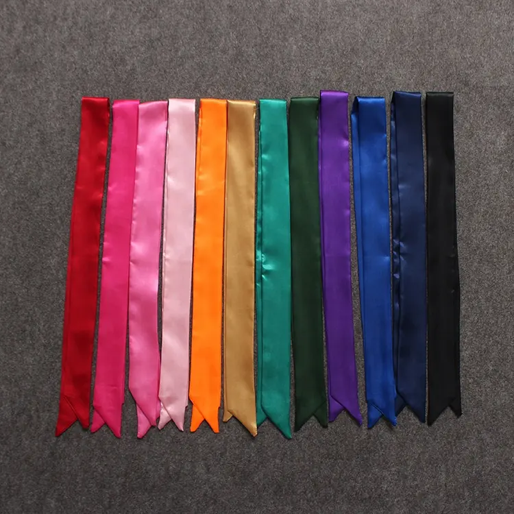 Wholesale Cheap Satin Solid Color Lady Imitated Silk Ribbon Scarf for Bag