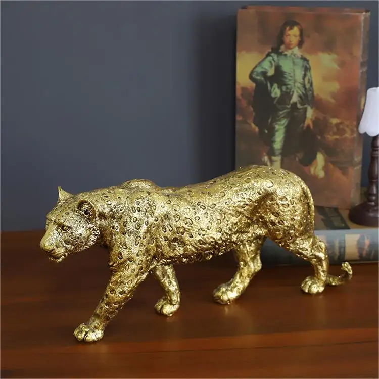 ขายส่งเรซิ่นทองเสือดาวรูปปั้นที่ทันสมัยด่างเสือประติมากรรมหรูหราตกแต่งบ้านสัตว์สำหรับธุรกิจของขวัญ