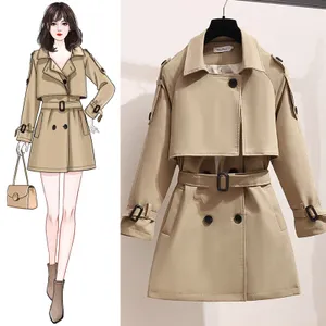 AS286 Europese Stijl 2022 Herfst Winter Kaki Trenchcoat Jurk Double Breasted Mid-Lange Windbreaker Fashion Jas S-3XL