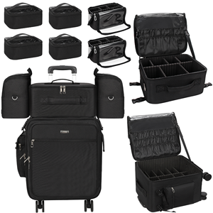 For Rolling Large Professional <b>Makeup</b> Train <b>Case</b> for <b>Makeup</b> Artists Travel Organizer Detachable Cosmetic <b>Case</b> Nylon Soft - Product Image 1