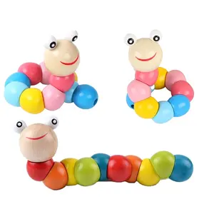 Kindergarten Wooden Changeable Color Twisted Macaron Worm Children's Educational Wooden Baby Toys 2-4 Year