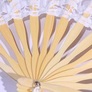 Éventail pliant en bambou de 27 cm avec dentelle blanche pour cadeaux promotionnels et d'affaires (vente en gros) - Product Image 6