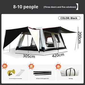 Luxury Double-Decker Camping <b>Tent</b> Iron <b>Poles</b> Quickly Opened Four-Season 2000-3000Mm Waterproof Oxford 420X300x200cm One Bedroom - Product Image 3