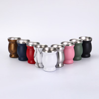 Tasse à maté personnalisée 4oz 8oz en acier inoxydable à double paroi, isolée sous vide, motif grain de bois, avec paille bombilla, cadeau